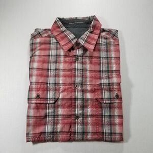 Kuhl Eluxur Mens M Medium Red Plaid Short Sleeve Button Up Shirt Stretch